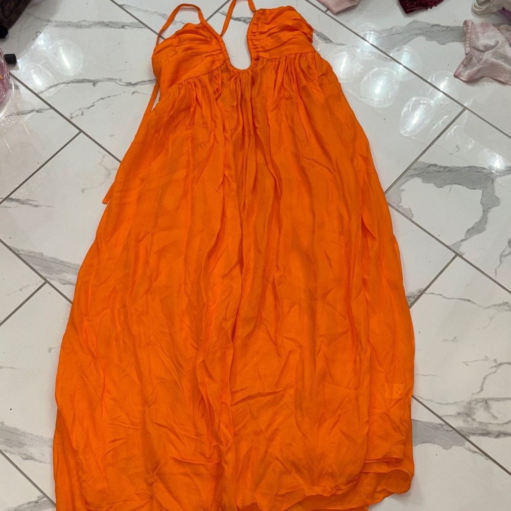 cult gaia Orange Backless Halter Maxi Dress - Picture 3 of 5